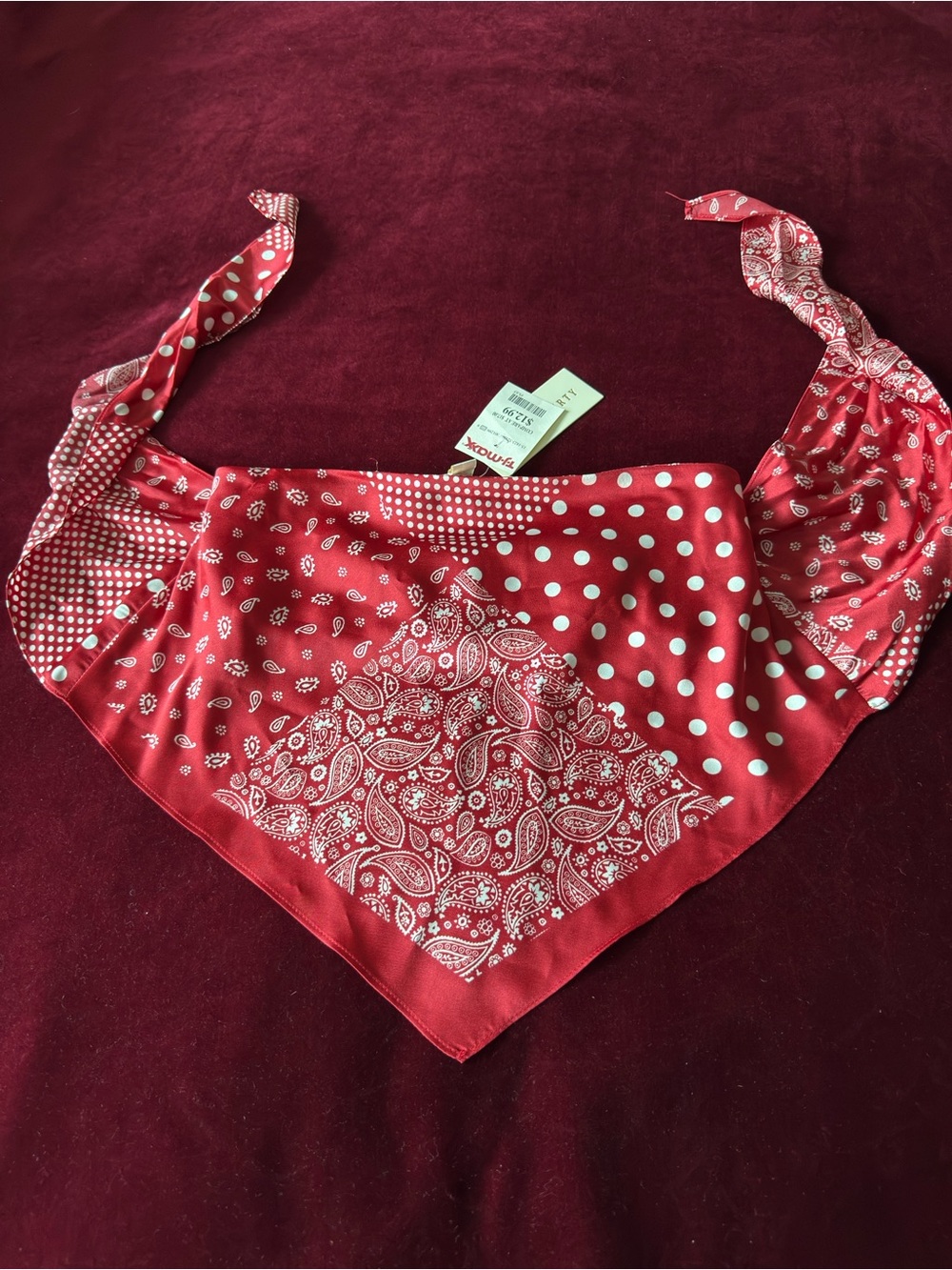 T.J.Maxx Red Paisley & Polka Dot Bandana-Style Bandeau size S